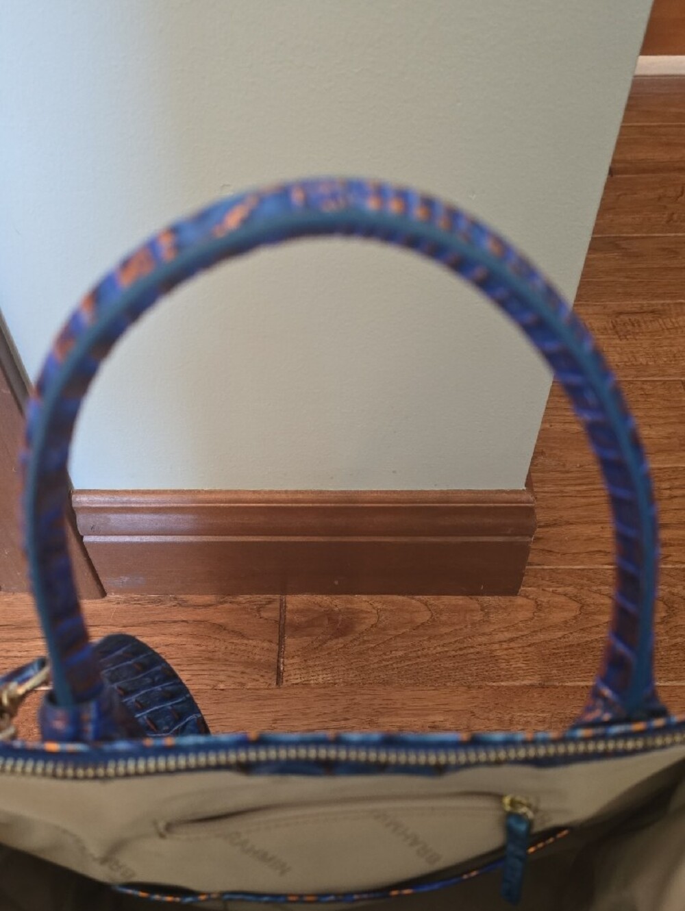 Blue Croc-Embossed Structured Tote Bag - Picture 6 of 10